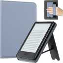 CoBak Case for 6" E-Reader - PU Leather Smart Cover with Auto Sleep/Wake & Hand Strap, not Compatible with Kobo Clara,Purple Skin