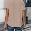 winkbay Women's Summer Crew Neck Short Sleeve T Shirts Dressy Casual Drop Shoulder Basic Tops Khaki Medium
