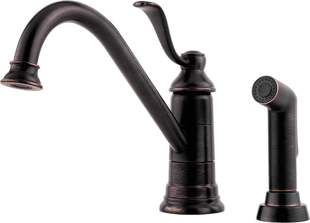 Pfister LG344PY0 Portland 1-Handle Kitchen Faucet with Side Spray, Tuscan Bronze, 1.8 gpm