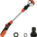 17.5" Gardening Watering Wand | 8 Spray Patterns & Thumb-Controlled Switch | 180 Rotating Long Nozzle| for Plants, Hanging Baskets and Shrubs, Pet Bathing, Wall Washing-Orange