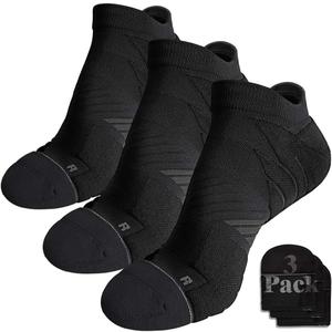 Hylaea No Show Running Athletic Anti-Blister Wicking Coolmax Socks, Seamless Anti-odor (Medium, 3 Pairs Black)