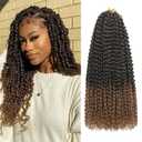 Passion Twist Hair 14 Inch 8 Packs Water Wave Crochet Hair Bohemian Braiding Hair for Boho Locs Pre Looped Crochet Braids Hair for Black Women T/27#
