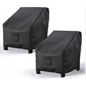 BROSYDA Patio Chair Covers for Outdoor Furniture Waterproof 2 Pack, Lawn Chair Covers 600D Heavy Duty Oxford Cloth, Large Covers for Lounge Lawn Deep Seat 32" W x 37" D x 36" H-BLack