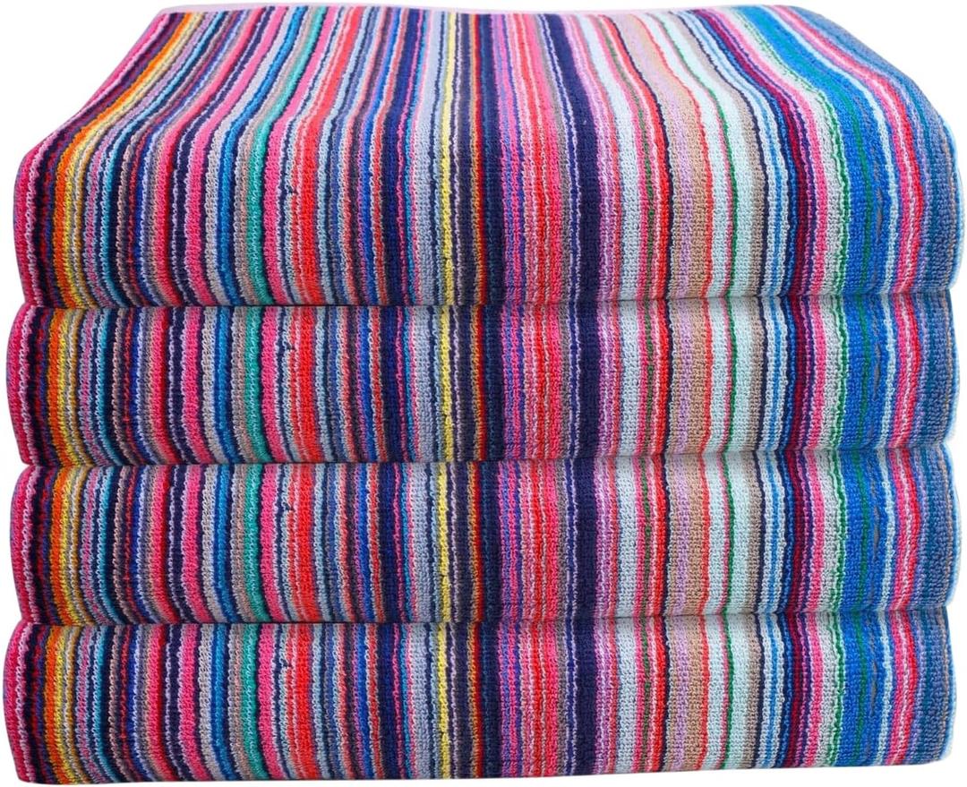 500 GSM Highly Absorbent Bath Towels Set, 100% Cotton, Soft and Plush, All Seasons Use, Extra Large, Cabana Style, Best for Pool, Beach, Spa, Gym (4 Pack, Pink Bird)