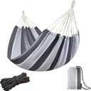 JoyView Brazilian Hammock for Single Preson Portable Hammock with Hanging Ropes & Carry Bag Large 78.8x39.4” for Patio 300LBS Capacity Perfect for Outdoor/Indoor - Grey Stripe