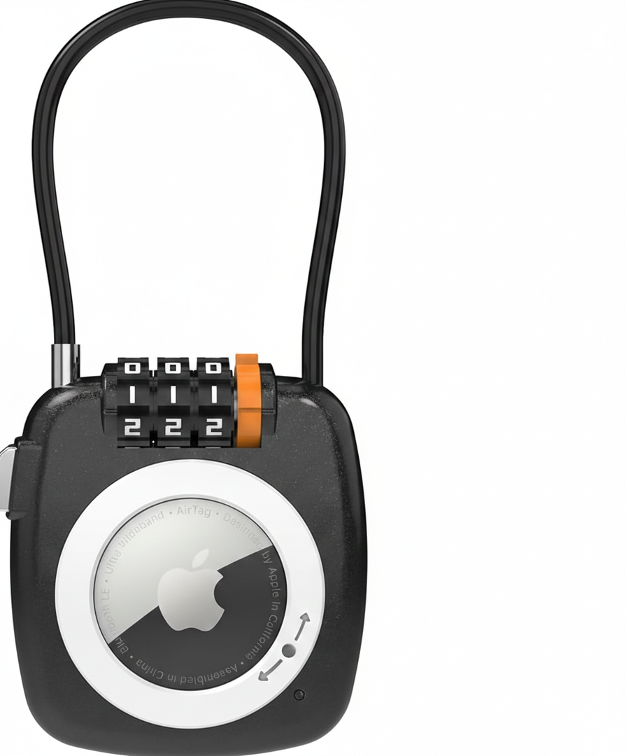 Compatible with Apple AirTag Secure Lock with Wire Cable, 3-Digit Combination Luggage Locks, Alloy Body Ultra Durable Anti-Lost Protective Case for Luggage, Bags, Suitcase, and Backpacks (BLACK)