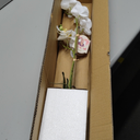 Dolly Parton White Artificial Orchid in Pink Ceramic Pot, 9.8x5.5x24 Inch