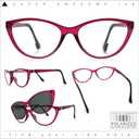 SA106 Cateye Magnetic Clip On Polarized Sunglasses On Bifocal Reading Glasses (Solid Purple)
