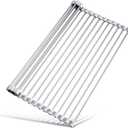 Tomorotec Stainless Steel Roll-Up Dish Drying Rack Marble Color Silicone Edges, Foldable Kitchen Rack Heat Resistant Trivet Supports up to 70 lbs, Food Safe for Dishes, Cookware & More (17.7 x 12.5 in)