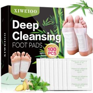100 Pack Foot Pads, Ginger Oil Bamboo Charcoal, Foot Care Patch Message Deep Cleansing for Stress Relief, Better Rest, Feet Health Patches, Relaxing Muscles Christmas Gifts for Women