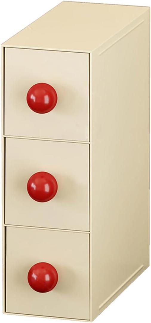 Stackable drawer with 3 Drawers, Bathroom Storage Organization, Makeup Organizer for Nail Polishes, Liquid Foundation, Lipsticks, Powder Puff, Beige