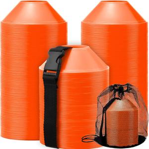 Hanaive 100 Pieces Mini Soccer Cones for Sport Drills 5 Inch Agility Disc Cones with Accessories for Kids Football Training (Orange)