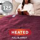Sunbeam Electric Royal Luxe Microplush Heated Blanket, 12 Heat Settings, 12-Hour Selectable Auto Shut-Off, Fast Heating, Warm and Cozy, Cabernet Color, Full, 84" x 72"
