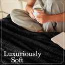 The Connecticut Home Co Throw Blanket for Couch, Soft Fluffy Room Decor, Cozy Warm Throws for Bed, Couches, Gifts for Women, Bedroom Cute Aesthetic Blankets Faux Fur and Sherpa,65x50, Black