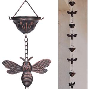 8.5Ft Bee and Cup Rain Chain Outdoor Decorative Rain Gutter Drain Rain Catcher Gutter Chain