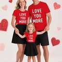 Family Valentines Shirts Couples Matching Valentine T-Shirt Love You More Mommy and Me Tee Tops (Red, XL)