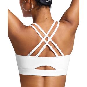 BRXL Sports Bra with Sewn in Pads Light Impact Adjustable Strappy Padded Push Up Sports Bra Criss Cross Back Yoga Workout, Small