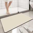 Diatomaceous earth bath mat Rubber Non Slip Super Absorbent Bath Mat Quick Dry Bathroom Rugs Thin Bathroom Floor Mats Fit Under Door- Shower Rug for in Front of Bathtub Shower,Beige, 15.7"*31.4"