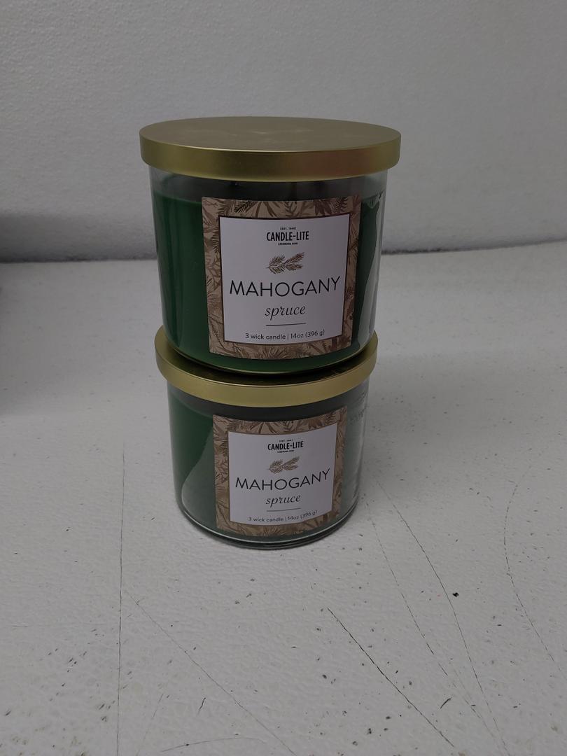 Candle-lite Green Décor Candles Mahogany 14 Oz, 2 Pack
