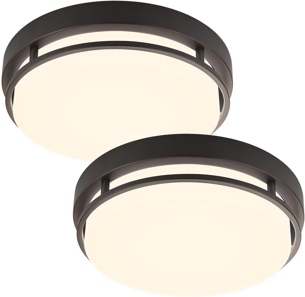 2Pack LED Flush Mount Ceiling Light Fixture 13" 20W, 3000/4000/5000K Color Adjustable, Dimmable Ceiling Lamp for Kitchen, Hallway, Stairwell, Oil Rubbed Bronze, ETL