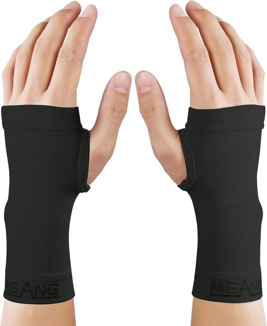 MGANG Wrist Support Sleeves, 1 Pair Wrist Compression Gloves for Unisex, 20-30 mmHg Wrist Brace Support for Carpal Tunnel, RSI, Tendonitis, Sprains, HandInstability, Pain Relief, Black M