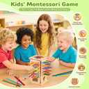 Montessori Wooden Board Games, 42 Colorful Sticks Math Learning Toys for 3 4 5 6 Year Olds, Board Games for Kids 4-6, Fine Motor Skills Toy Family Travel Game, Gifts for Boys Girls 3 Year Old, Small