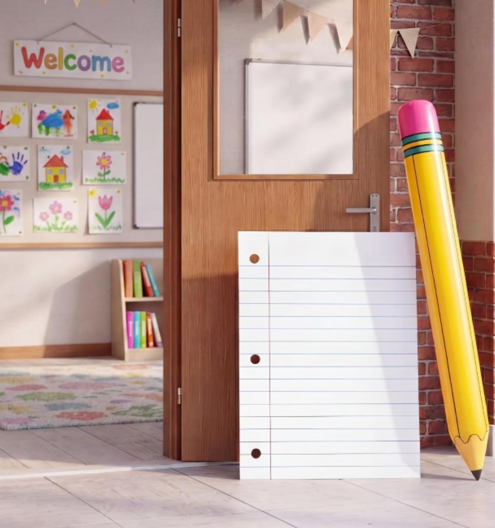 Blueweenly Notebook Paper Backdrop, Back to School Photo Backdrop, 3.6 ft x 4.33 inches