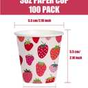 WRAPAHOLIC 3oz Paper Cups - 100 Pack Disposable Bathroom Cups with Strawberry Fruits Design, Small Mouthwash Cup for Toothbrush Rinse, Home Bathroom, Picnic, BBQ, Travel and Party