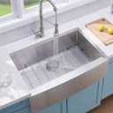 VCCUCINE Farmhouse Sink, 30x22 Inch Stainless Steel Farmhouse Kitchen Sink, Undermount Drop in Single Bowl Basin Apron Sink, Brushed Nickel Farm Sink With Strainer