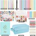 Bible Study Supplies Journaling Kit - Bible Highlighters and Pens No Bleed Tabs Pencil Case Sticky Notes Washi Tapes Cross Paper Clips, Christian Gifts for Women Men Teen Adult Beginner - Blue