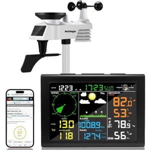 Sainlogic Professional WiFi Weather Station with Outdoor Sensor, Internet Wireless Weather Station with Rain Gauge, Weather Forecast, Wind Gauge, Wunderground, Black