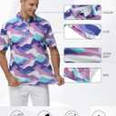 TIHEEN Golf Polo Shirt for Man,Short Sleeve Moisture Wicking Cool Casual Polo Shirts Print Polo Shirt (Color#08, 4XL)