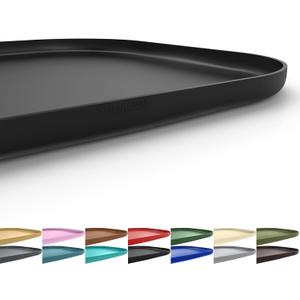 Silicone Pet Feeding Mat with Raised Edge for Food and Water, Dog Bowl Mats, Cat Bowls Placemat with High Lip for Floor Waterproof, Rubber Tray for Cats and Dogs 24 x 16 x0.8 Black