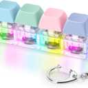 Keyboard Fidget Toys Adults Fidget Keyboard Clicker with LED Light Keychain Sensory Toys for Anxiety Stress Relief (Macaron2, 4 in 1)