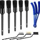 9pcs Auto Car Detailing Brush Set/ Interior Cleaning Kit Includes 5 Soft Premium Detail Brush, 3 Wire Brush & 1 Vent Cleaning Brush for Cleaning Interior, Dashboard, Engines, Leather, Wheel (black)