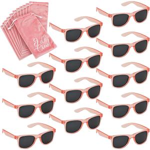 Sparkle and Bash Set of 12 Bachelorette Sunglasses for Bridal Shower, Bridesmaids Gifts for I Do Crew, Bachelorette Party Favors, Engagement Celebration, Wedding, Velvet Pouch Included (Pink)
