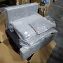 Merax Modern 90" U-Shaped Chenille Sectional Sofa Set, Modular Sofa Couch with a Movable Ottoman, a Coffee Table with Hidden Charging Devices for Living Room, Grey