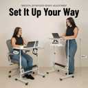 Model 2026 Adjustable Height Rolling Desk With Wheels Portable Compact Laptop Table Mobile Workstation For Study Office Small Space Standing Desk Ergonomic Writing Surface Modern Home Furniture White, X-Large