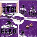 2 x 2 Pcs Graduation Tablecloth, 108" X 54" Plastic Graduation Decorations 2026, Rectangle Purple Table Cover for Grad Decor Party Supplies, Disposable Tablecover for Class of 2026 Congrats Grad for Kids