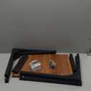 C-Shaped Side Table for Couch - Small Coffee Stand Sofa Tray Desk with Metal Frame and Waterproof Scratch Resistant, Modern End Accent for Living Room, Bedroom, Small Spaces, Rustic Walnut (11.8" Width 1-Pack)