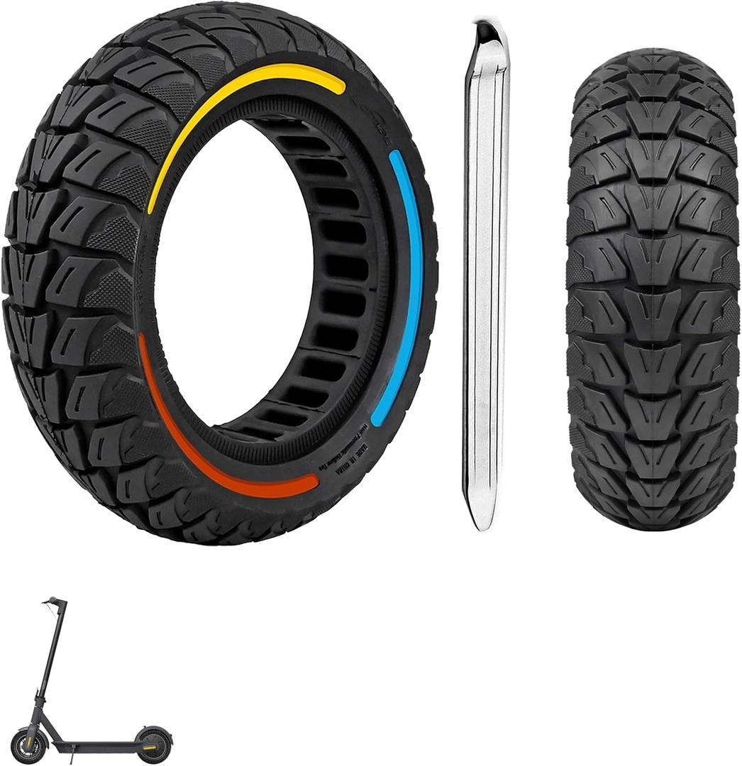 10x3 Inch Electric Scooter Solid Tires, 80/65-6.5 Replacement Rubber Tyre,255x80 Tubeless for Zero 10X& Vsett 10+& Kaabo Mantis& Kugoo M4/ M4 Pro&Motus PRO 10& Joyor S10S,Three-Color(1PCS)