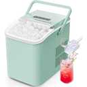 Sweetcrispy Countertop Ice Maker with Scoop, Basket and Handle, Portable Ice Machine 9 Ice Cubes Ready in 6 Mins, 26.5lbs in 24Hrs, 2 Sizes for Home Kitchen Office Bar Party, Green