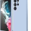 Oakxco for Samsung Galaxy S22 Ultra Phone Case Liquid Silicone, Cute Thin Slim Soft Rubber TPU Smooth Gel Cover for Women Girl Aesthetic, Matte Solid Protective & Shockproof, Aqua Sky Baby Light Blue