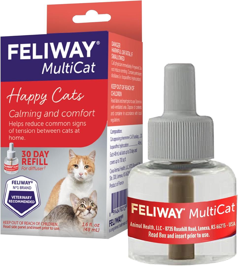 FELIWAY MultiCat 30 Day Cat Calming Refill for Pheromone Diffuser, 48ml - 1x 30 Day - Helps Reduce Conflicts and Signs of Tension in Multi-Cat Households