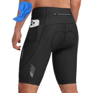 baleaf Men's 4D Padded Bike Shorts Cycling Zipper Pockets Biking Bicycle Mountain Riding Biker Cycle UPF 50+ (Black, M)