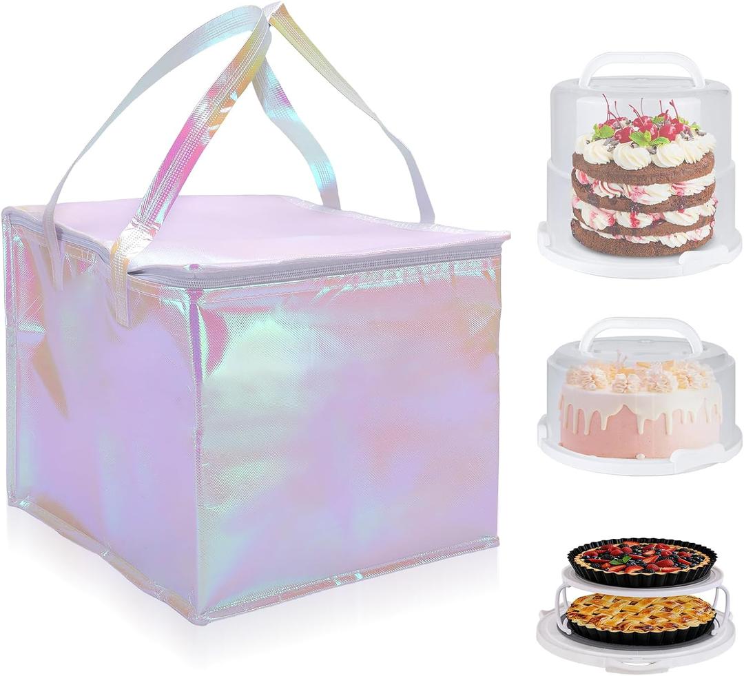 Foldable Tall Cake Carrier with Portable Insulated Bag(Lightweight), 10in x 8.5in