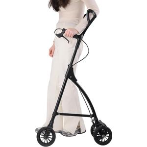 Rollator Walker for Seniors, Lightweight Foldable Rollator with Hand Brake, Aluminum Frame & 6" Wheels, Compact Folding Design for Stability Balance, One-Handed Walker Aid for Elderly