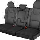 Motor Trend Rear Seat Cushion - Black Diamond Stitched Faux Leather Rear Seat Cover for Cars, Trucks, SUVs - Padded, Waterproof, Non-Slip Back Seat Cover with Storage Pockets