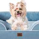 EHEYCIGA Orthopedic Dog Bed for Small Dogs, Waterproof Memory Foam Small Dog Beds with Sides, Non-Slip Bottom and Egg-Crate Foam Medium Pet Couch Bed with Washable Removable Cover, Washed Blue (24.0"L x 18.0"W x 6"Th)