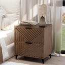 CHILIHOM Nightstand with 2 Drawers Night Stand with Fluted Panel, Modern Bedside Table for Bedroom, Wood End Table Side Table Small Storage Cabinet, Brown
